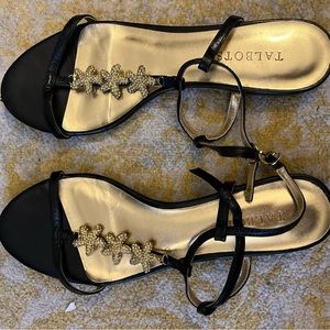 Talbots black flat sandals with starfish detail. Size 9. Preppy & fun!